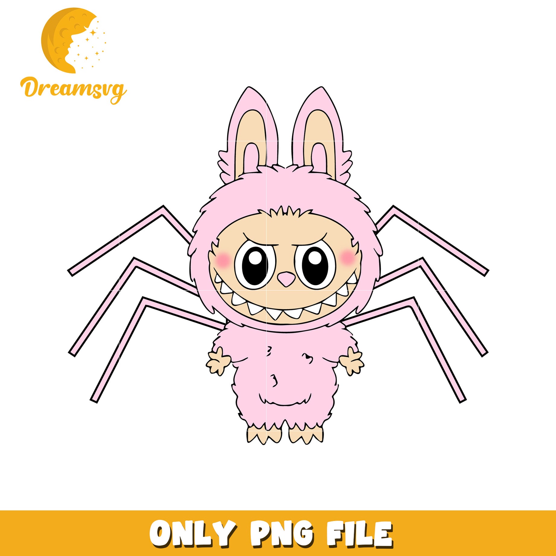 Pink spider labubu design png, halloween time png, spooky season png