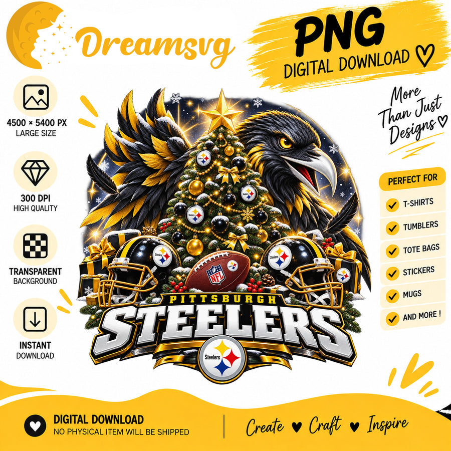 Pittsburgh Steelers Christmas PNG, Sticker Clipart Design