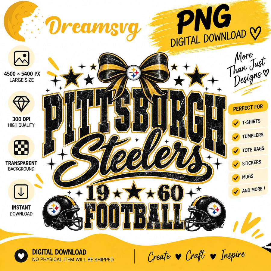 Pittsburgh Steelers Coquette Bow NFL Football 1960 PNG