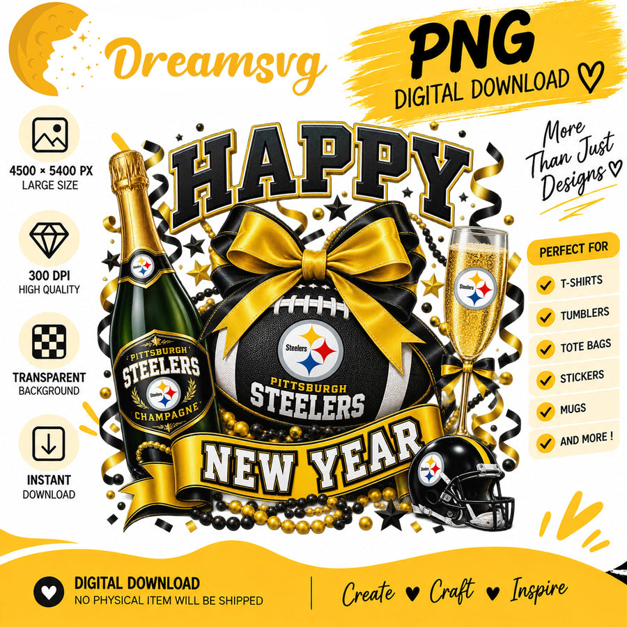 Pittsburgh Steelers Happy New Year PNG, Craft File Design v8