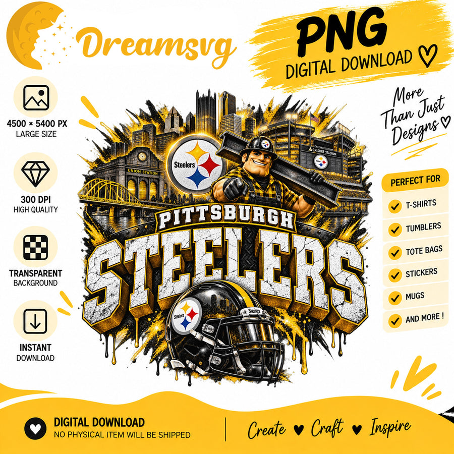 Pittsburgh Steelers Mascot Stadium Skyline Football PNG