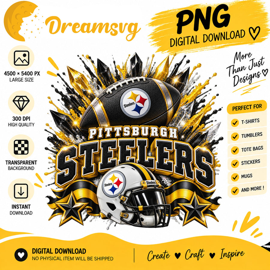 Pittsburgh Steelers NFL Football Helmet Crystal Splash PNG