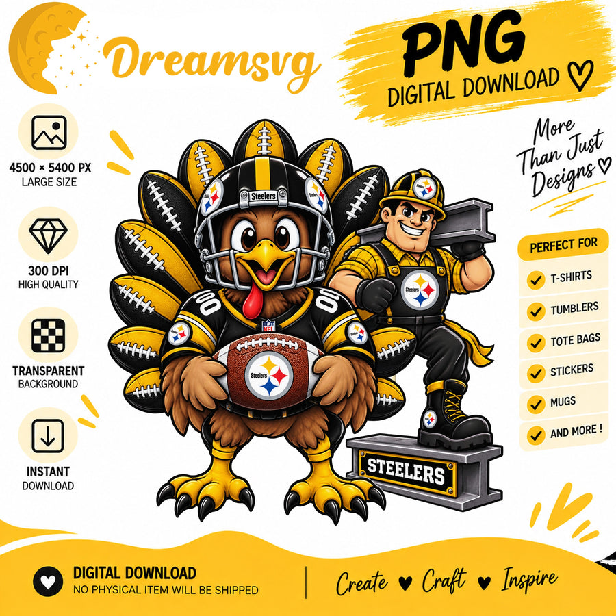 Pittsburgh Steelers Turkey Thanksgiving Football Fan PNG