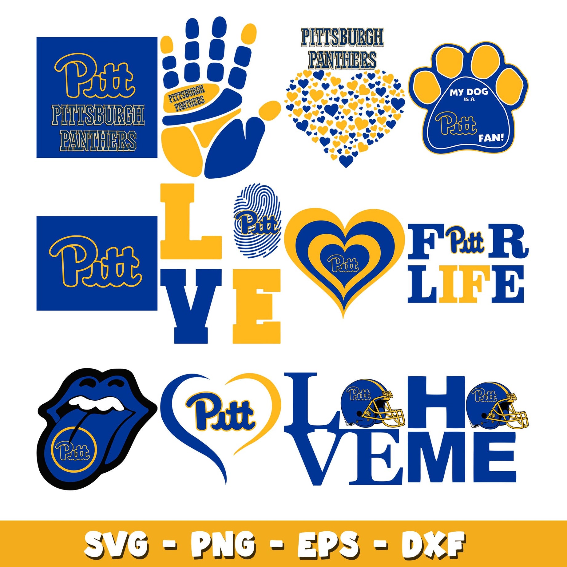 Pittsburgh Panthers love Bundle svg, Pittsburgh Panthers logo svg, ncaa svg 