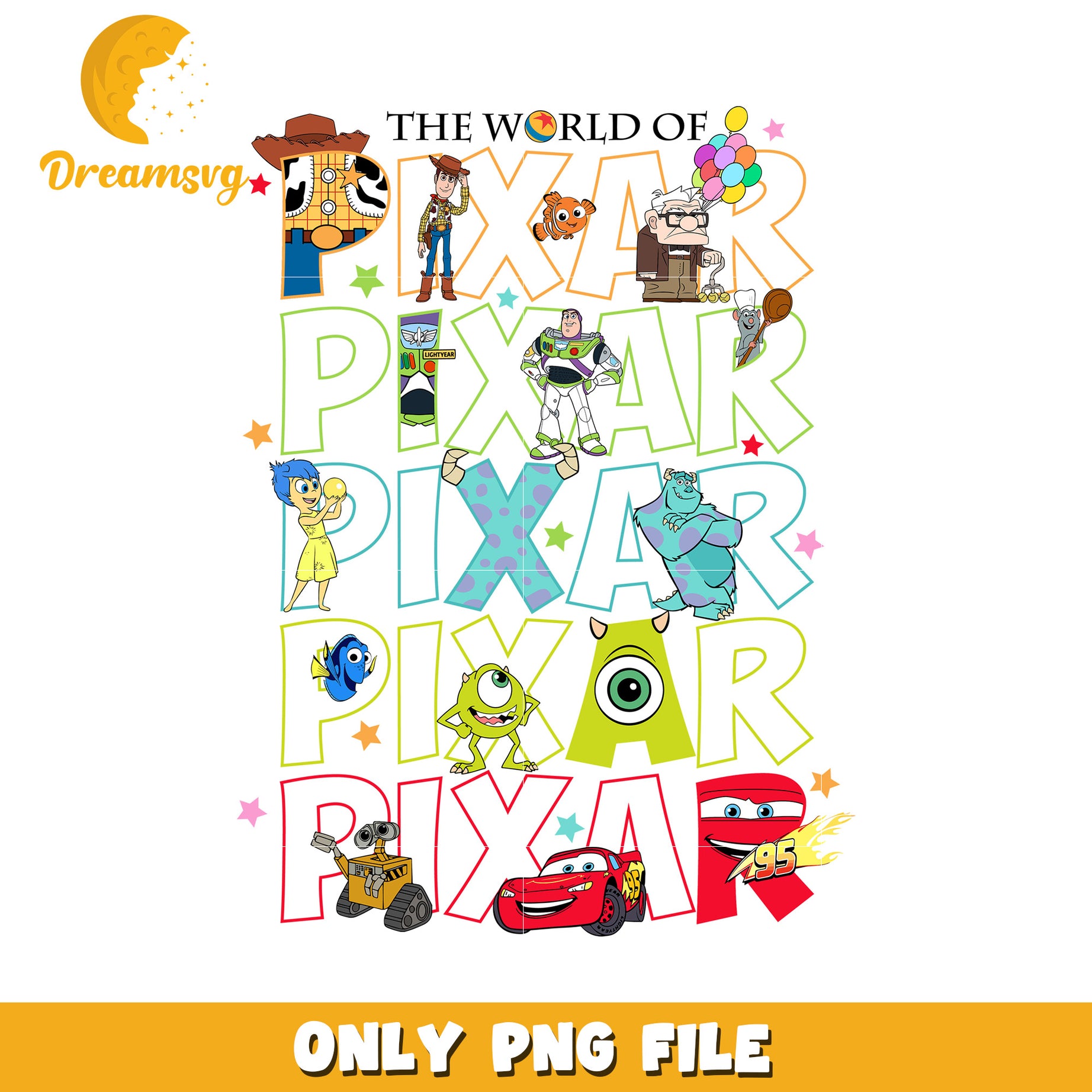 Pixar Character Artwork for Kids Room Decoration PNG