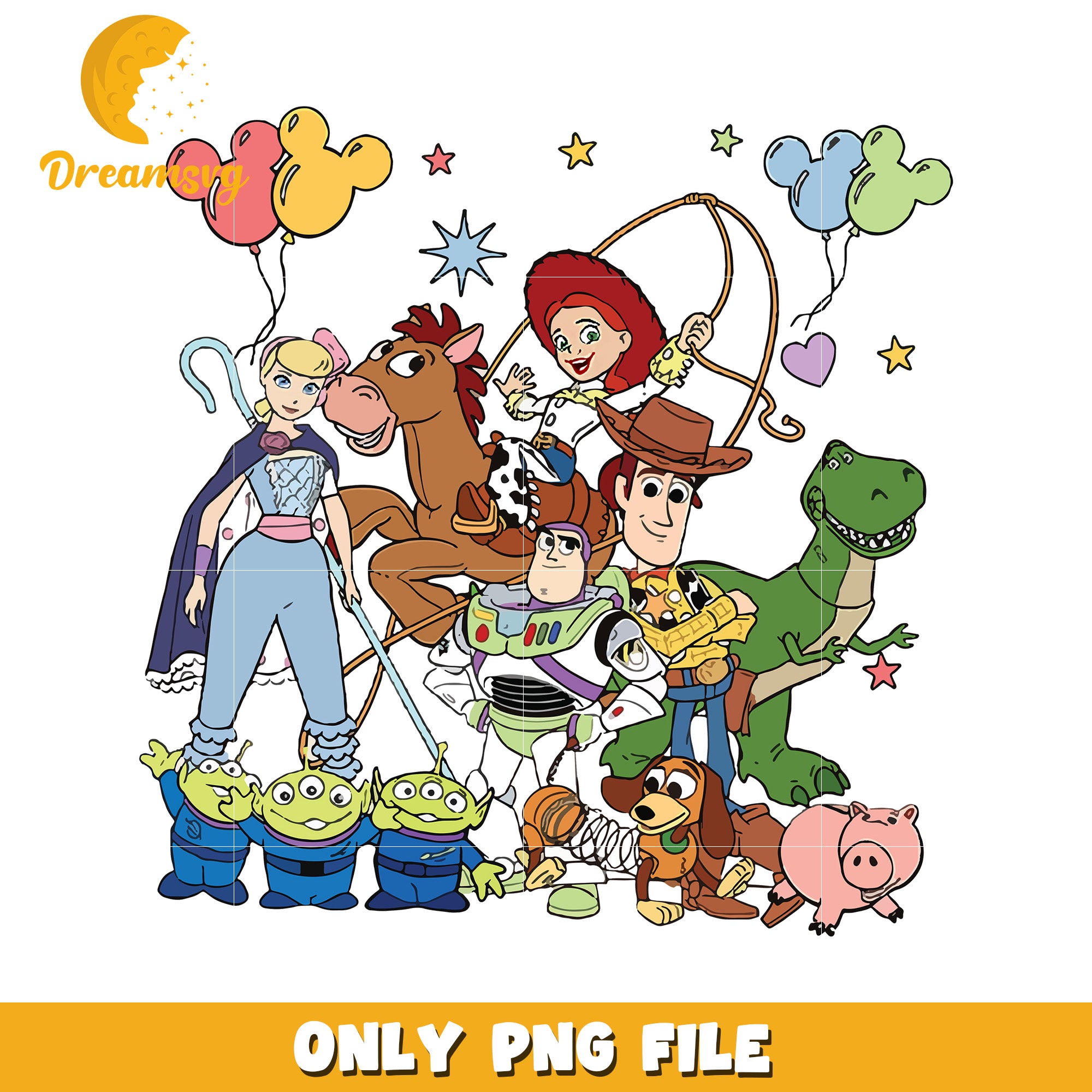 Pixar Toy Story Character Collage PNG File Download