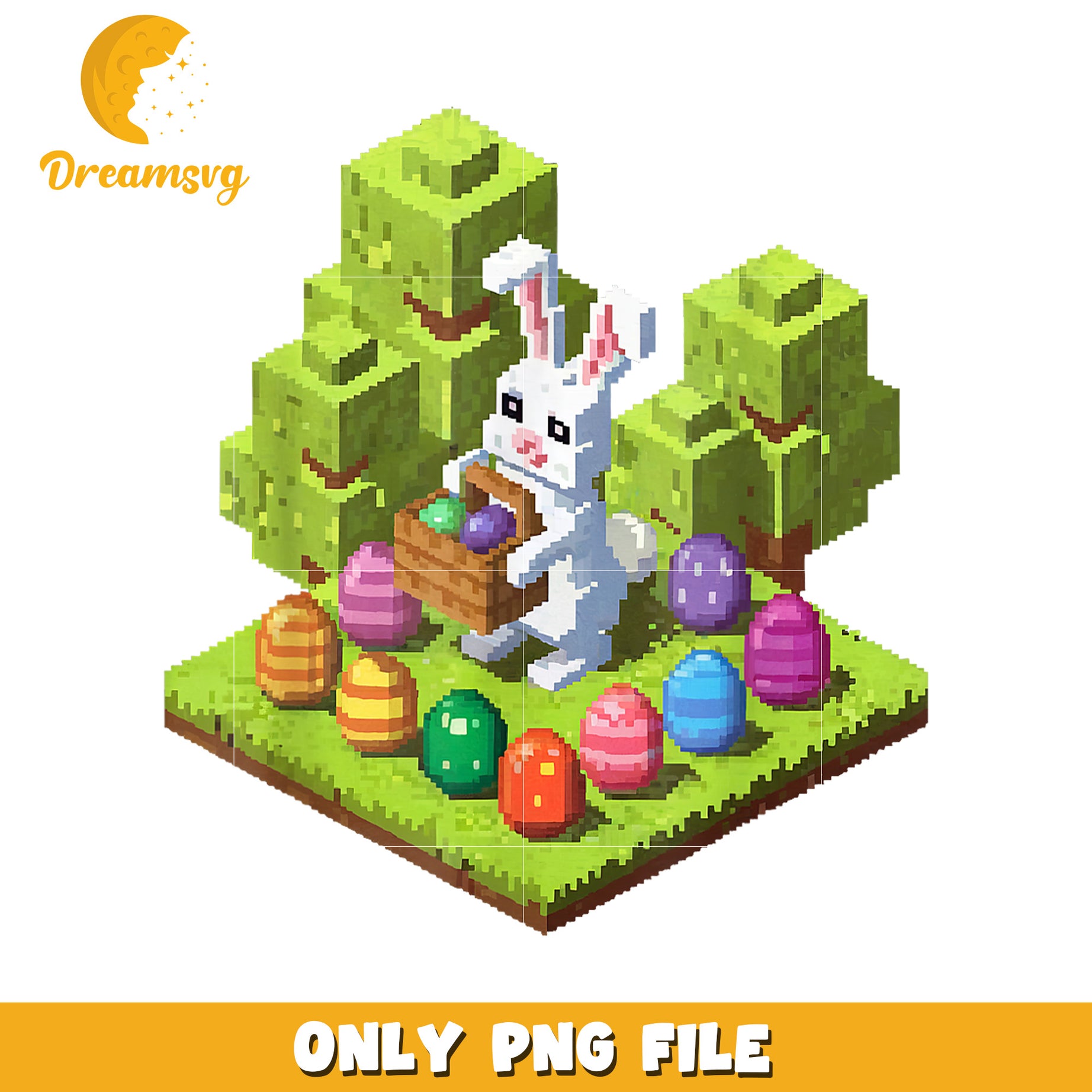 Pixel Easter Bunny, PNG File, Easter Eggs