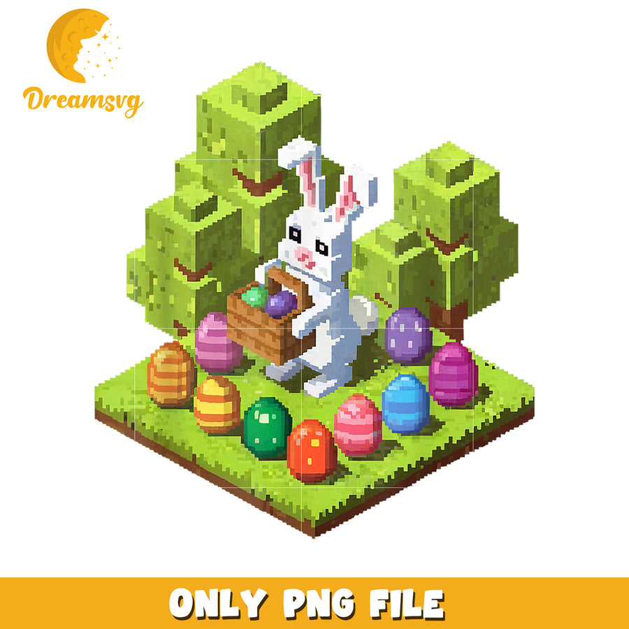 Pixel Easter Bunny, PNG File, Easter Eggs