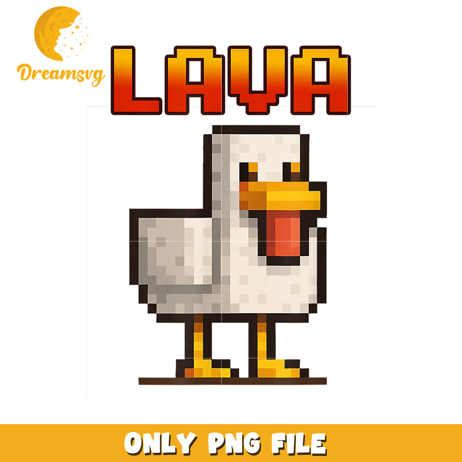 Pixel Lava Chicken PNG, 8-bit Bird Clipart