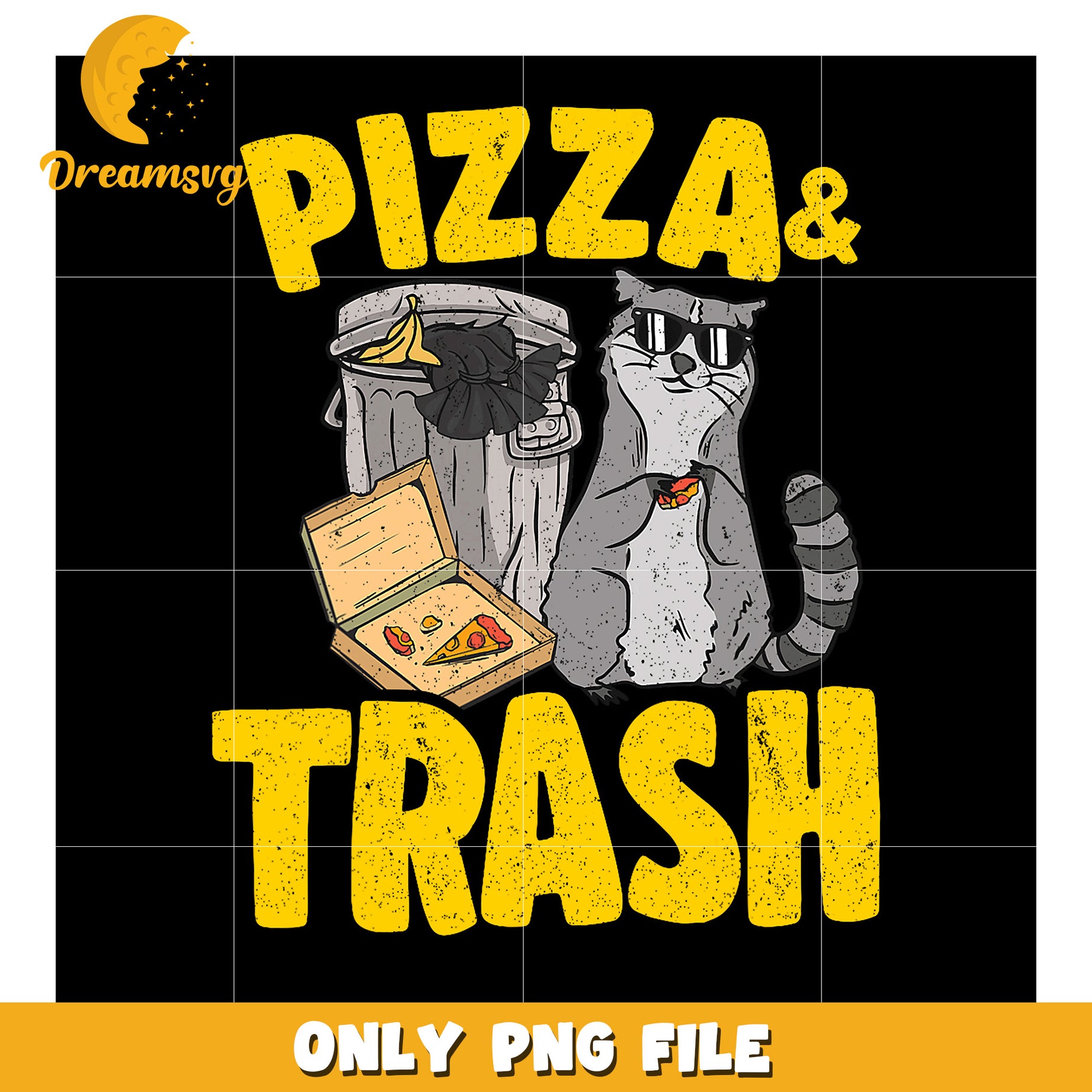 Pizza & Trash Raccoon PNG Design