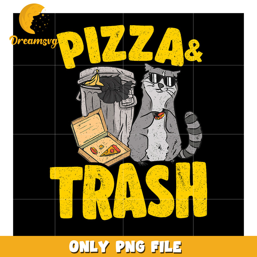 Pizza & Trash Raccoon PNG Design