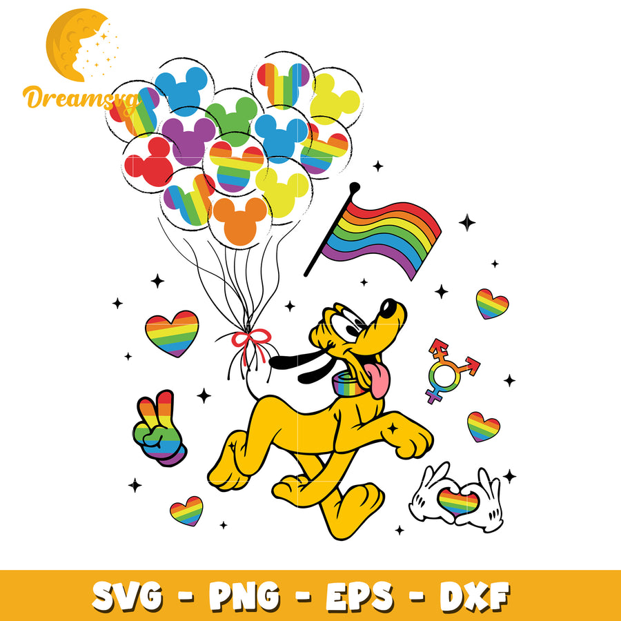 Playful Rainbow Pluto SVG Design for Pride Celebrations and Crafts