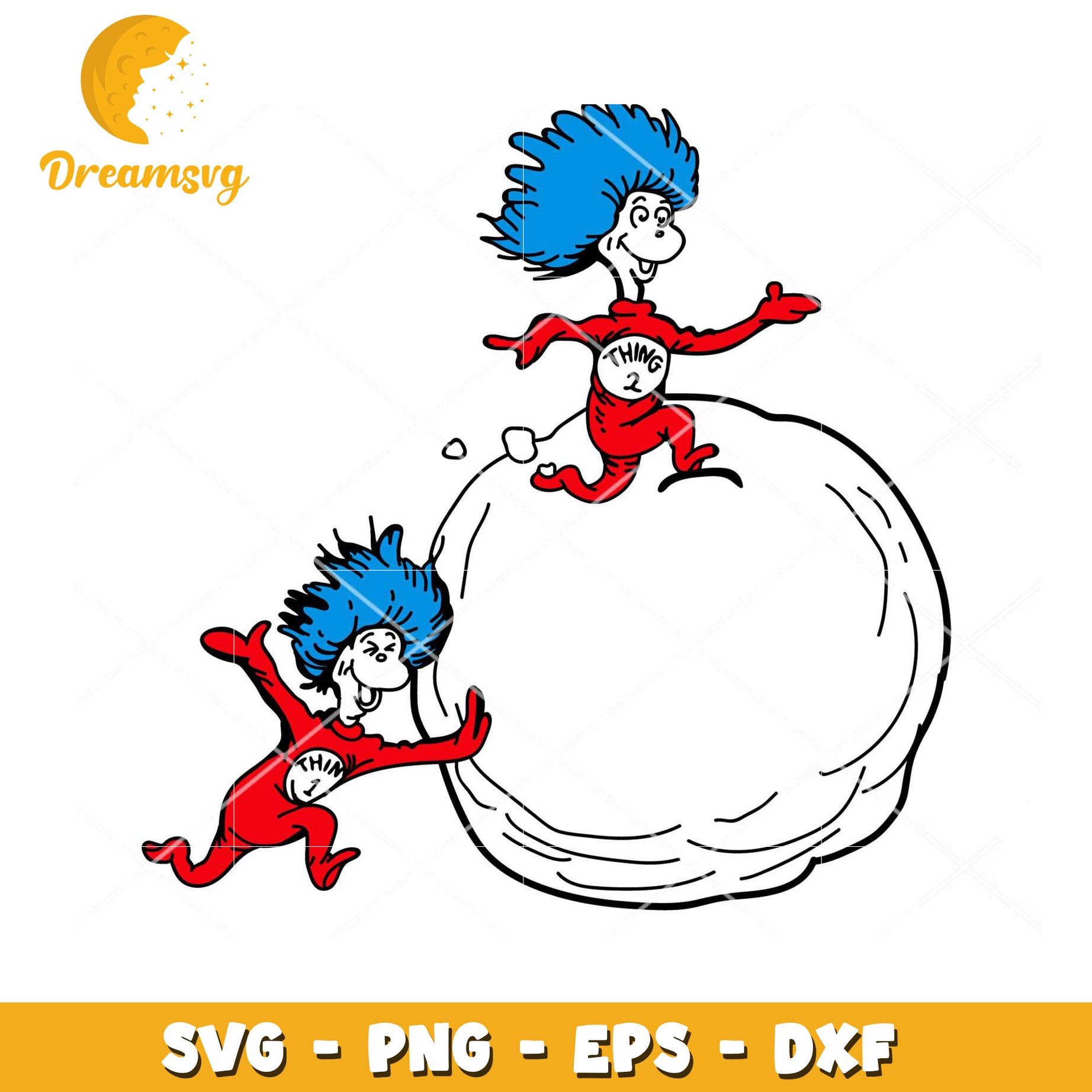 Playful Thing 1 and Thing 2 SVG Download for Crafts and Art