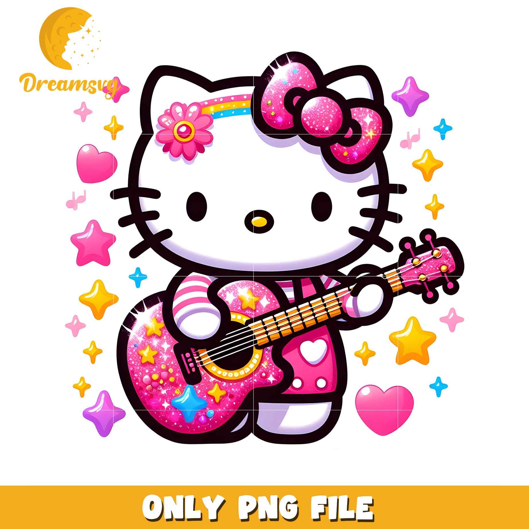 Playing guitar hello kitty png, hello kitty cake png, hello kitty crocs png