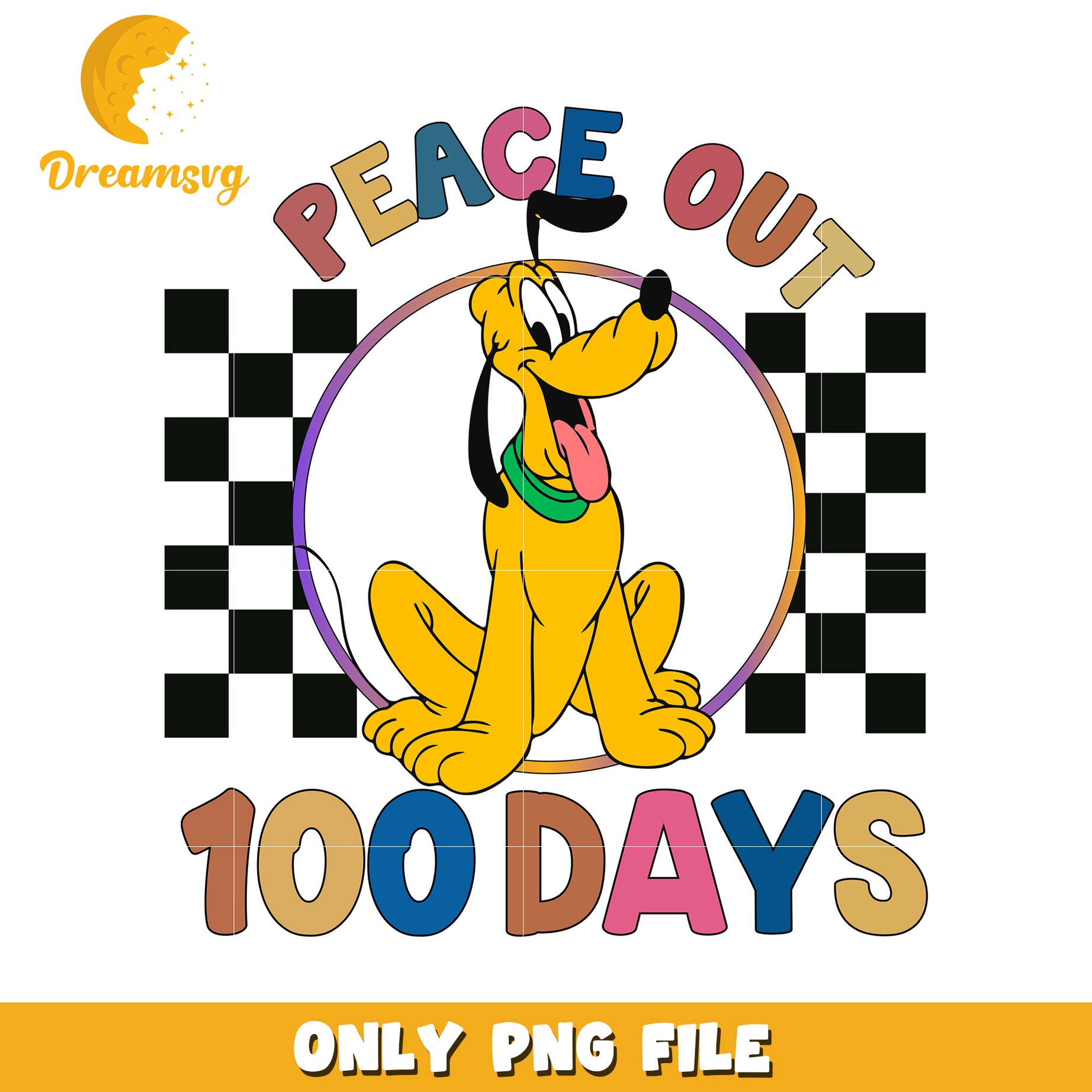 Pluto 100 Days PNG Peace Out Design