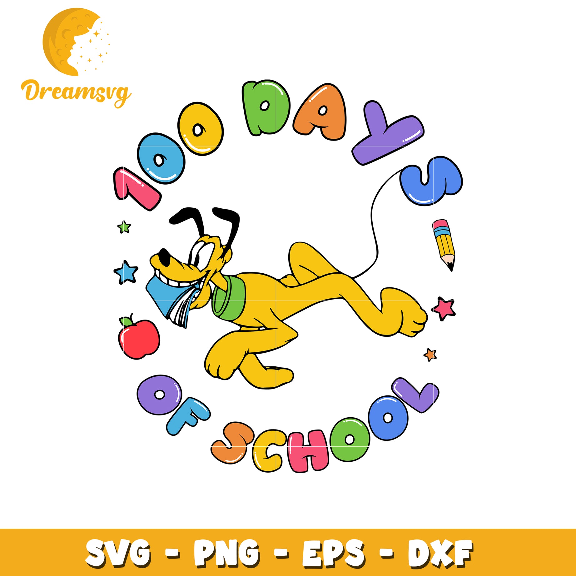 Pluto 100 Days of School SVG Cut File