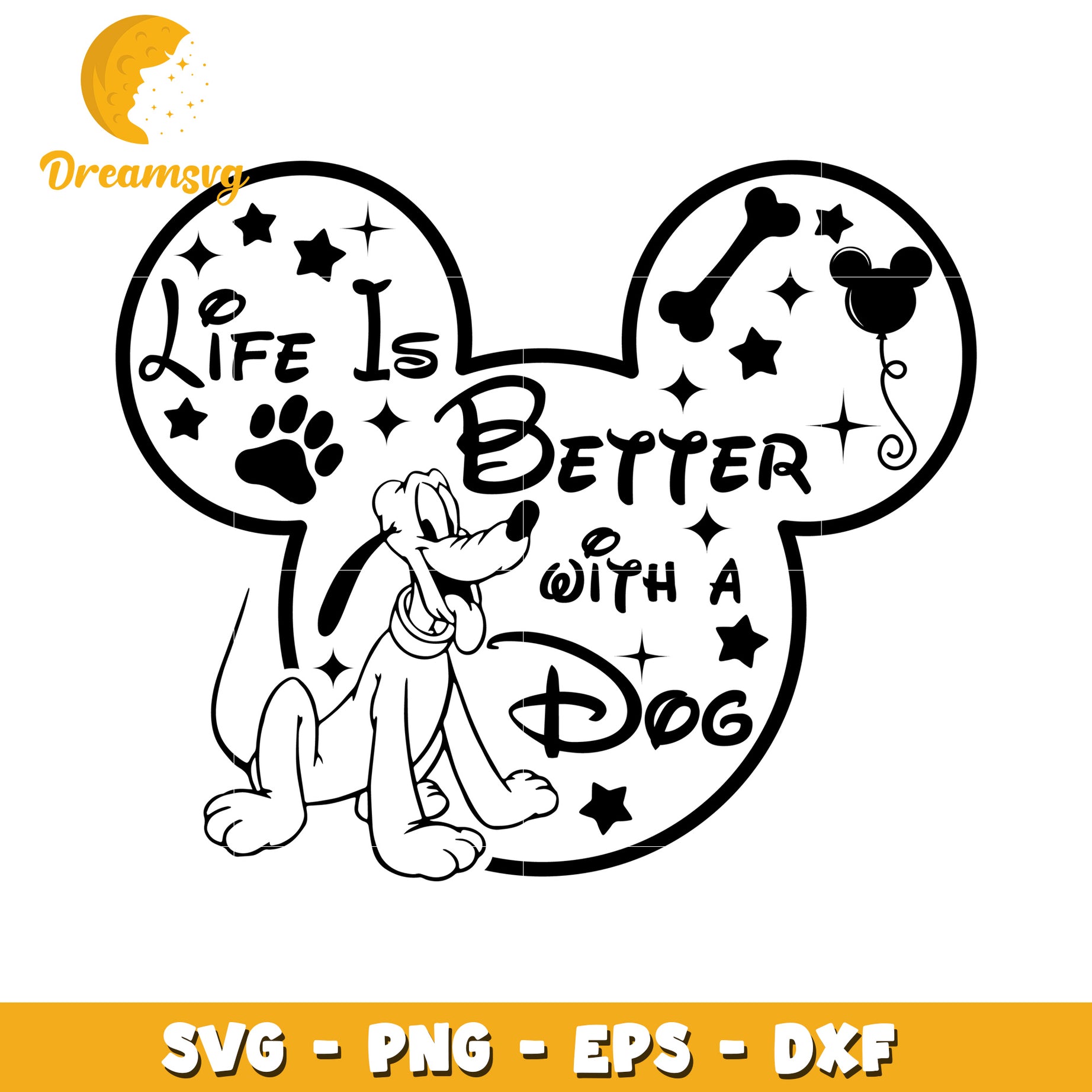 Pluto Dog Life SVG Cut File