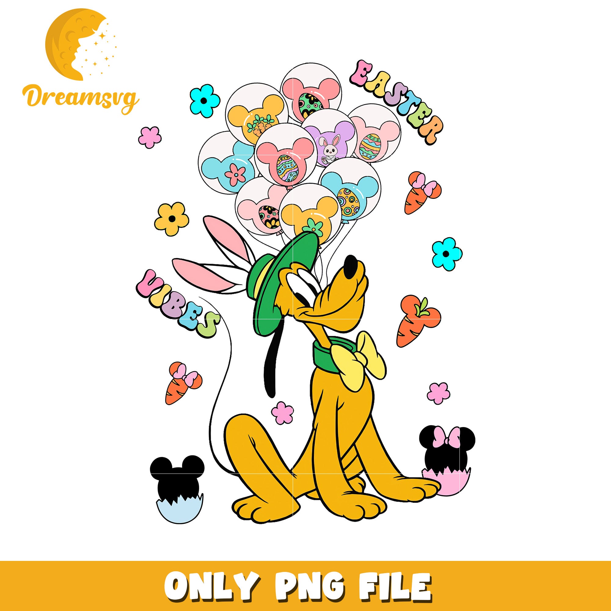 Pluto Easter PNG Cartoon Vibes – DreamSVG Store