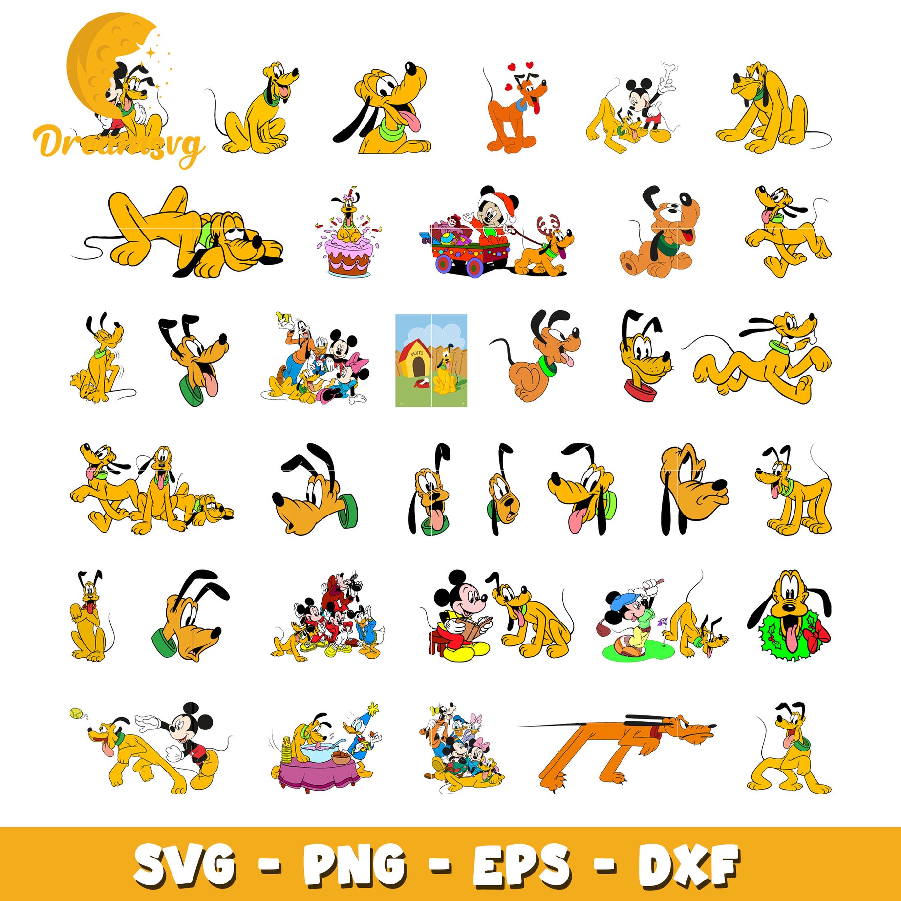 Pluto characters bundle svg, Mickey mouse cartoon character svg