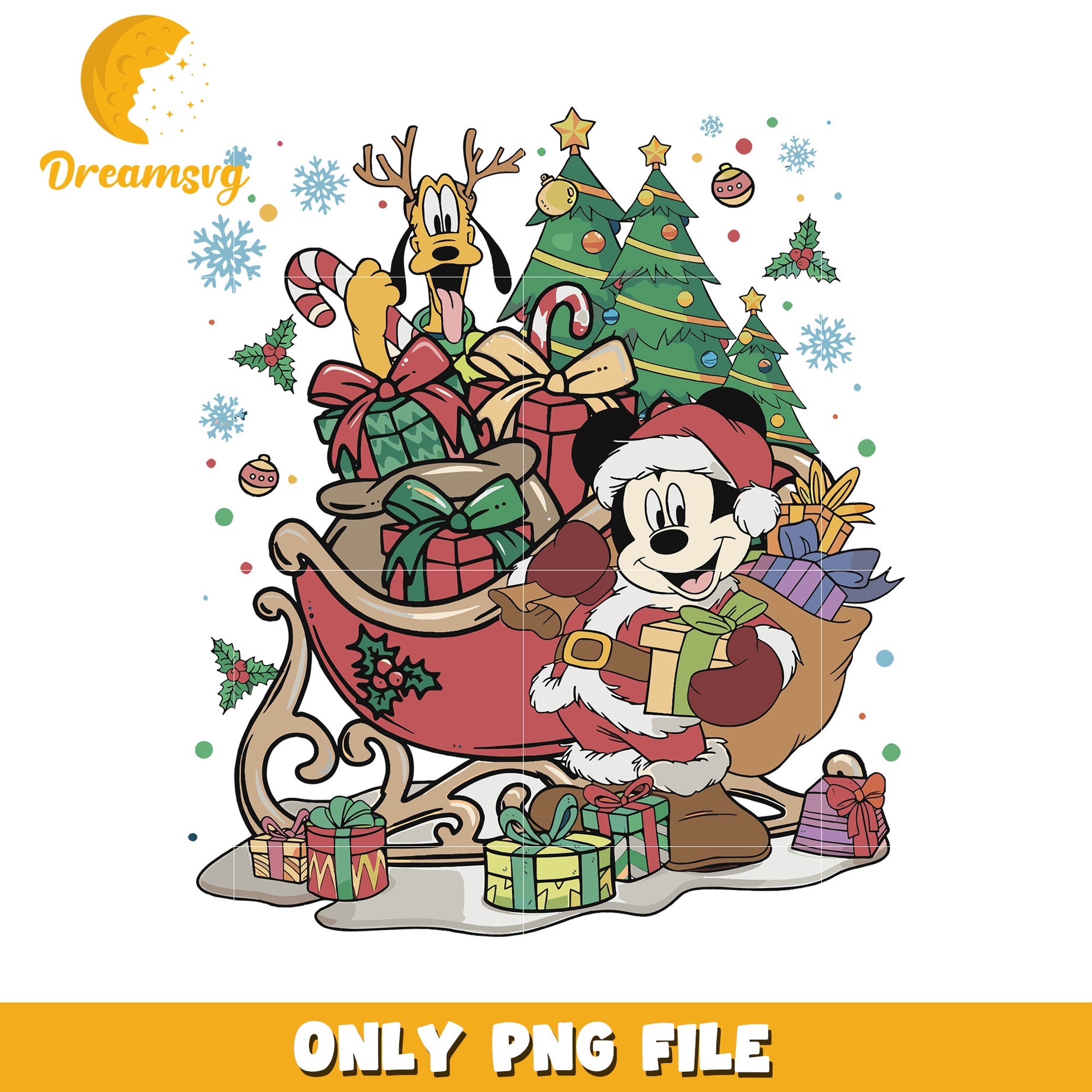 Pluto and mickey christmas png, christmas decor png, disney animal png