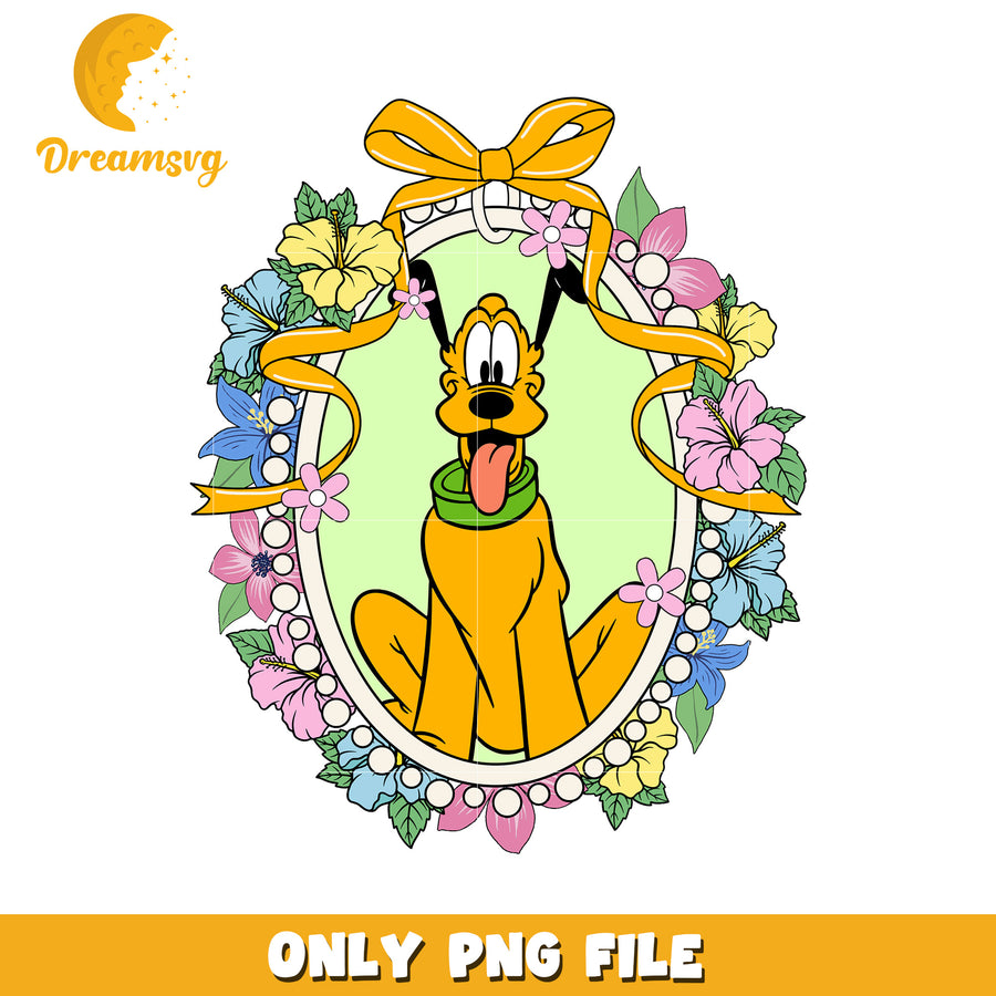 Pluto princess picture frame with bowtie png, mickey friends png, disneyland png