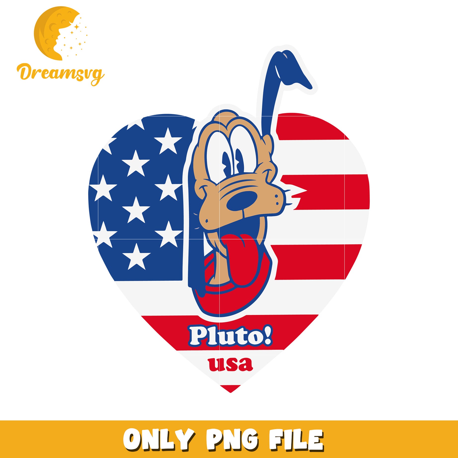 Pluto usa funny design png, red white and blue png, independence day png