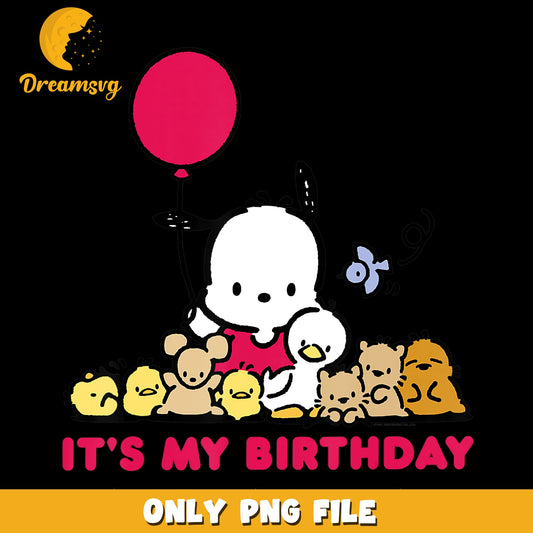 Pochacco Its My Birthday Balloon Friends PNG, Sanrio, Birthday PNG