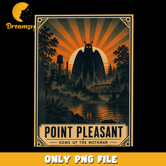 Point Pleasant Home Of The Mothman Poster PNG, Cryptid, Retro PNG