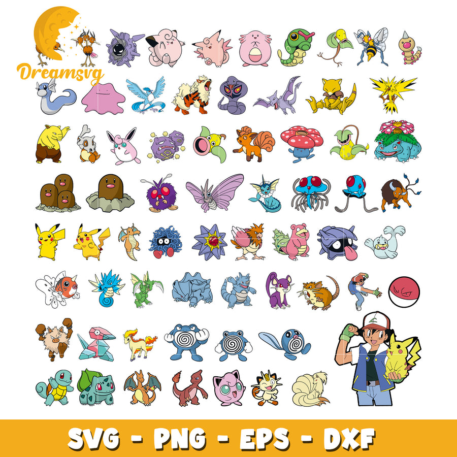 Pokemon characters bundle svg, Pokemon go cartoon svg