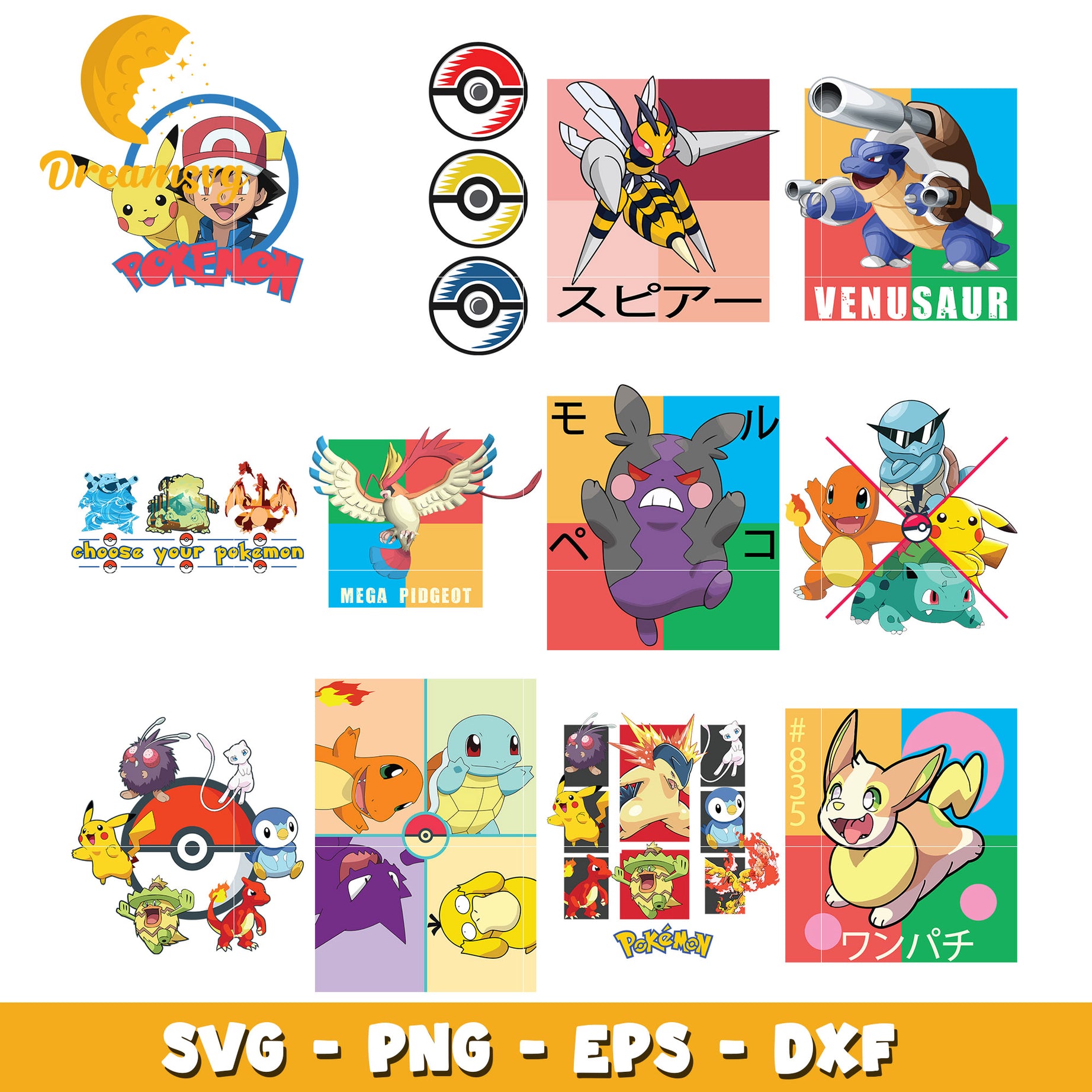 Anime pokemon characters bundle svg, pokemon movie svg, anime svg