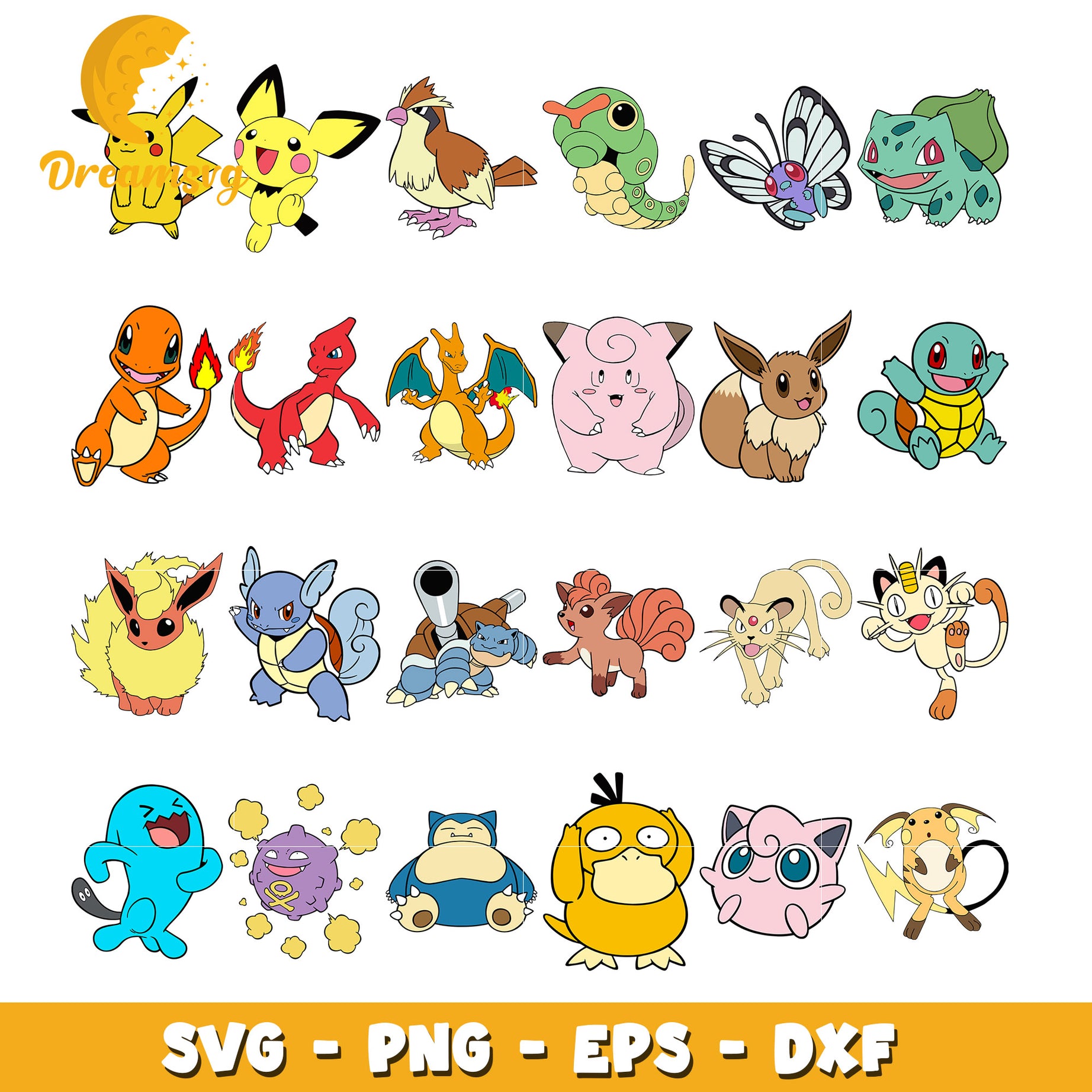 Pokemon Nyasu friends characters bundle svg, pokemon database svg