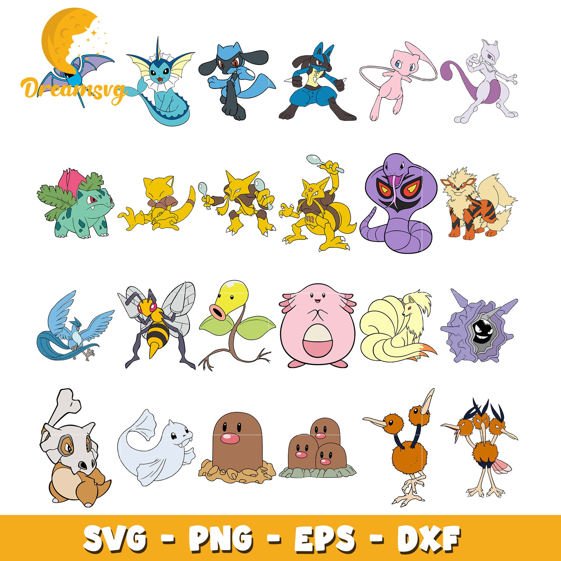 Pokemon evolution characters bundle svg, pokemon characters svg