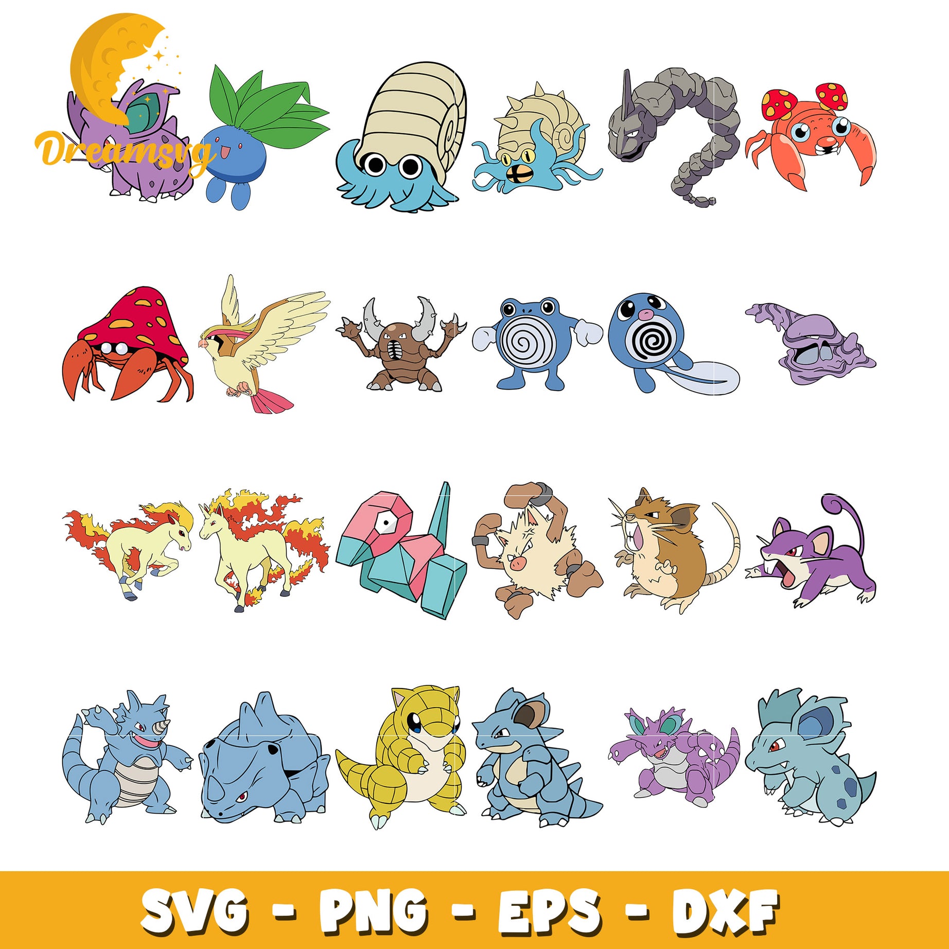 Pokemon gen I characters bundle svg, pokemon characters svg, anime svg