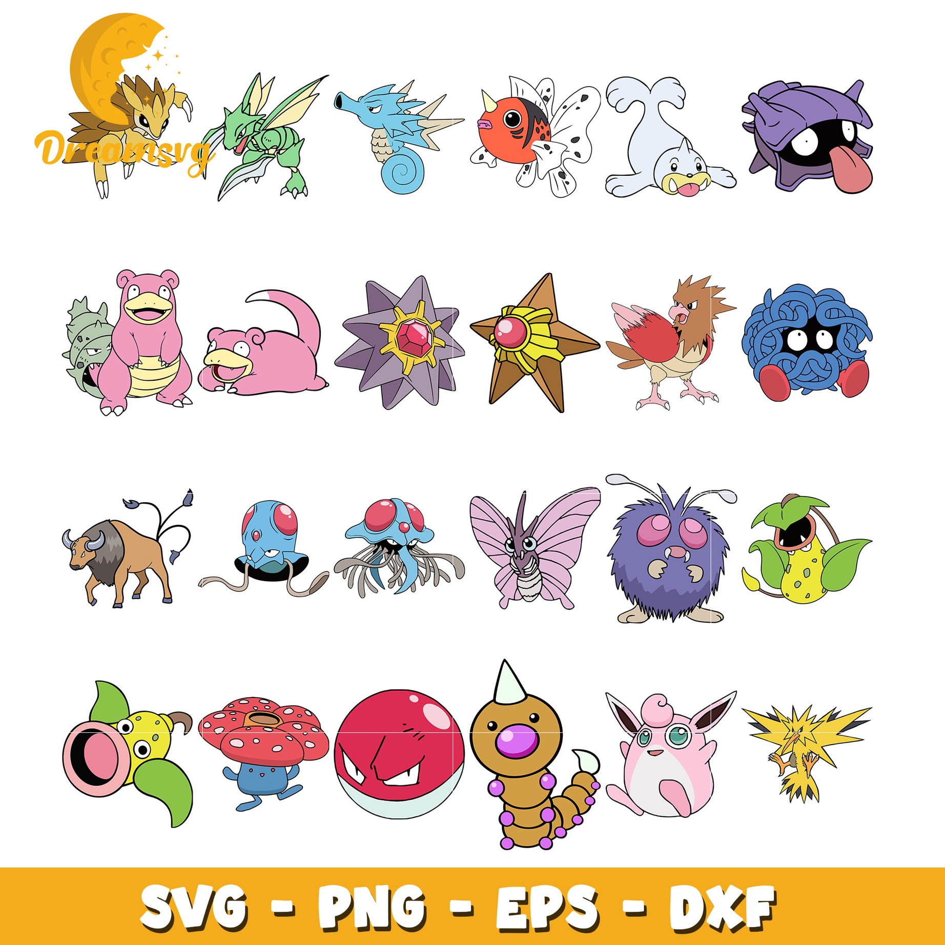 Pokemon characters movie bundle svg, pokemon showdown svg