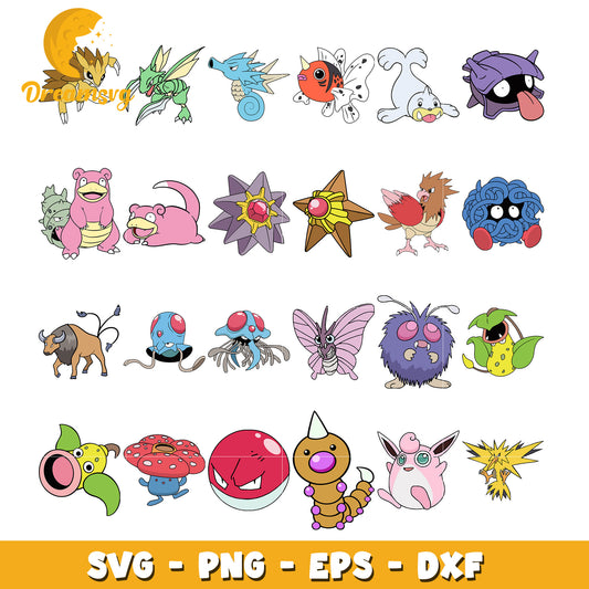 Pokemon characters movie bundle svg, pokemon showdown svg