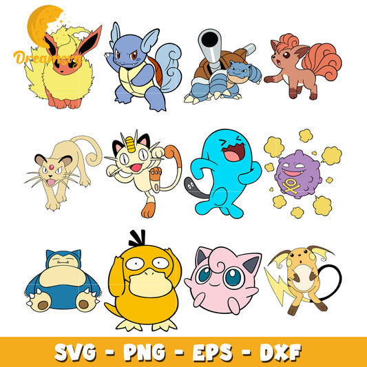 Meowth  and pokemon characters bundle svg, pokemon character svg