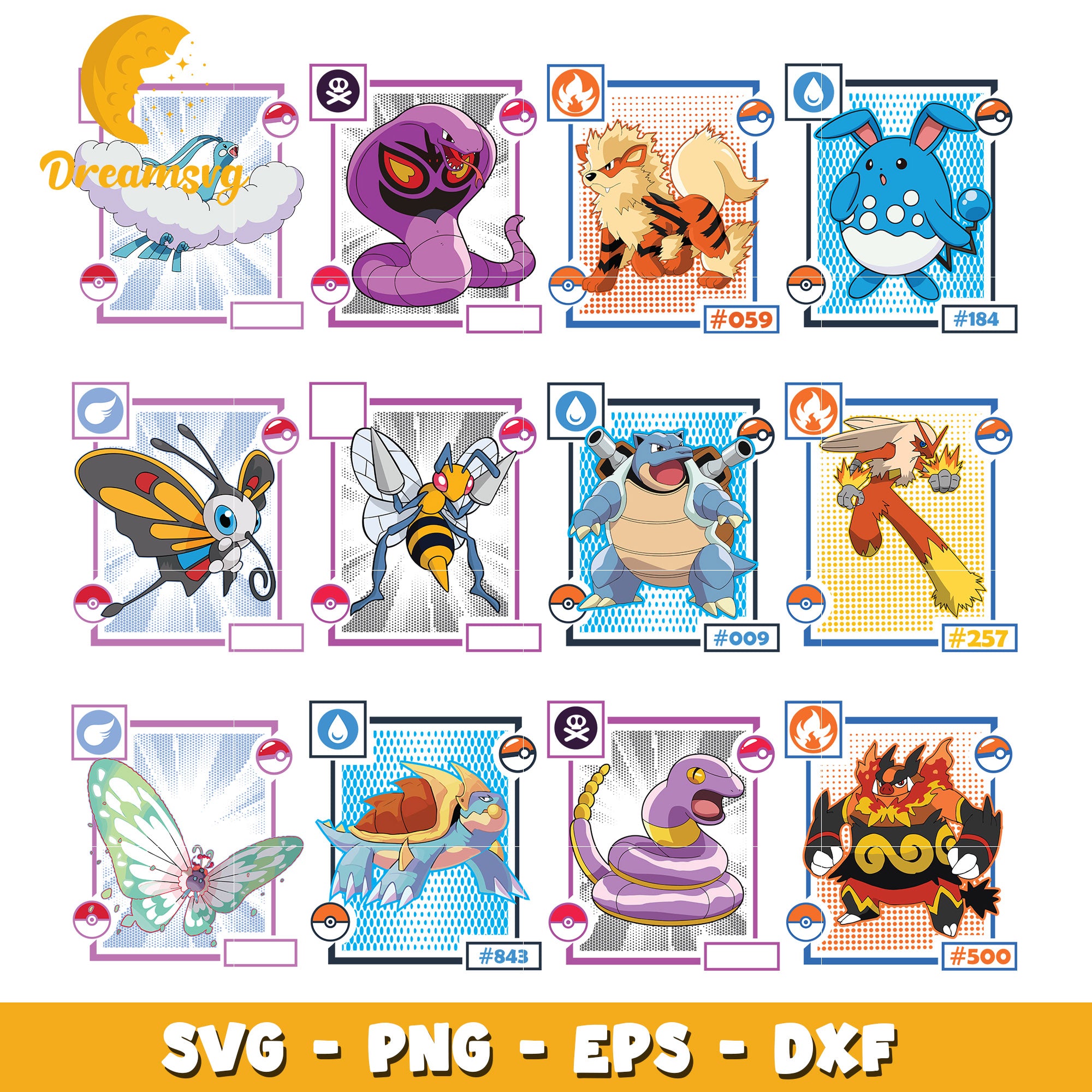 Legendary Pokémon cards characters bundle svg, pokemon cards svg – DreamSVG Store