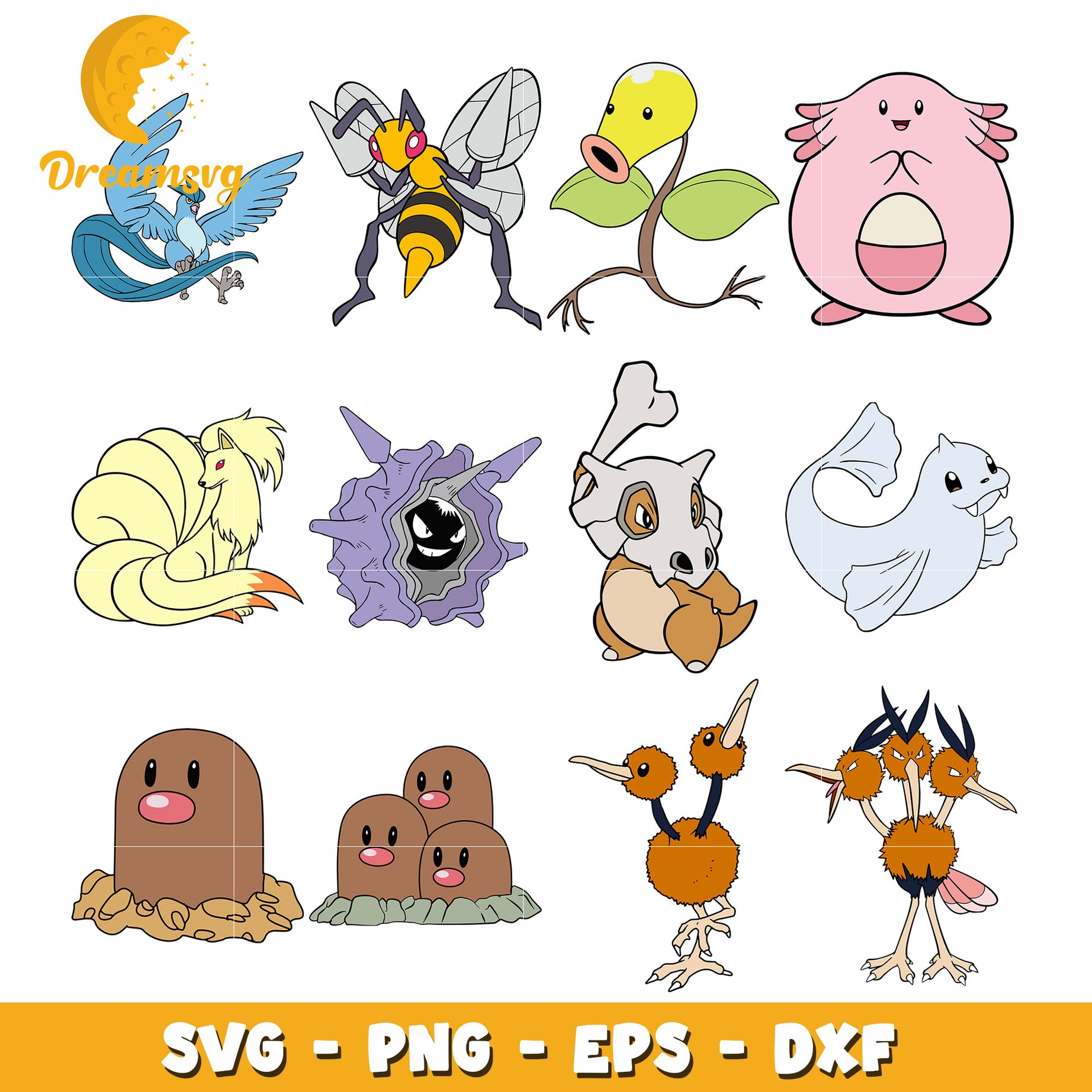 Pokemon characters generation 1 bundle svg, pokemon movie svg