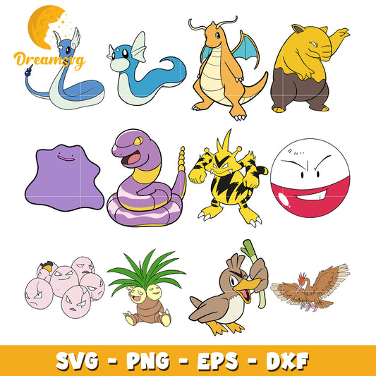 Pokemon characters funny bundle svg, pokemon movie svg