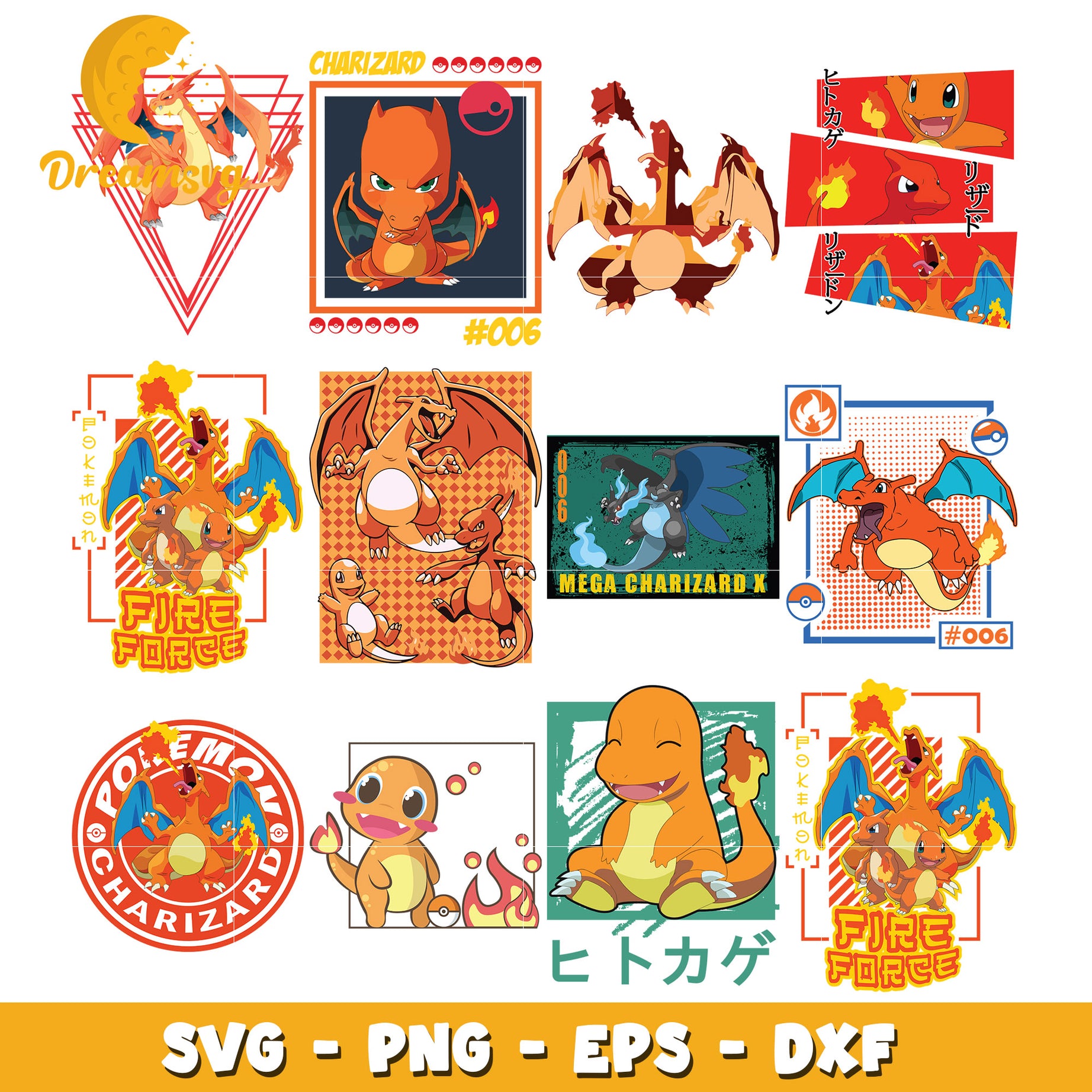 Pokemon Charizard character bundle svg, Pokemon characters  svg