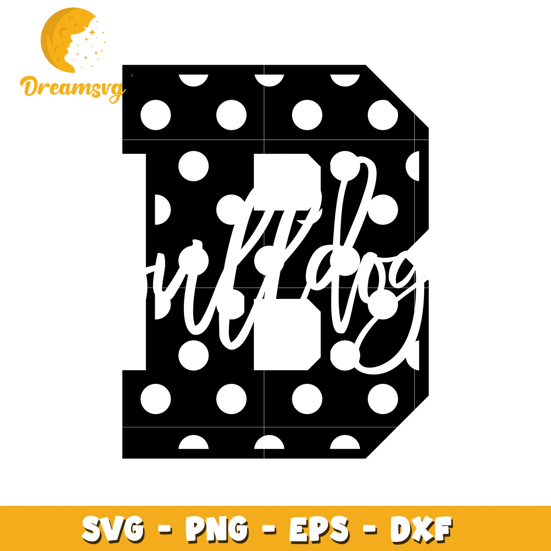 Polka Dot Bulldog D SVG Cut File