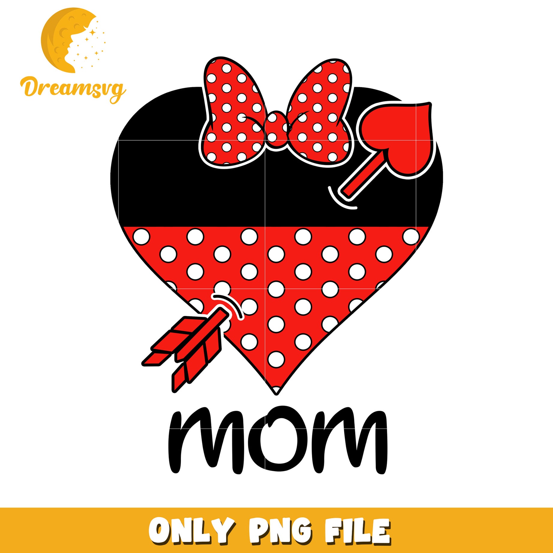 Polka Dot Heart Mom PNG