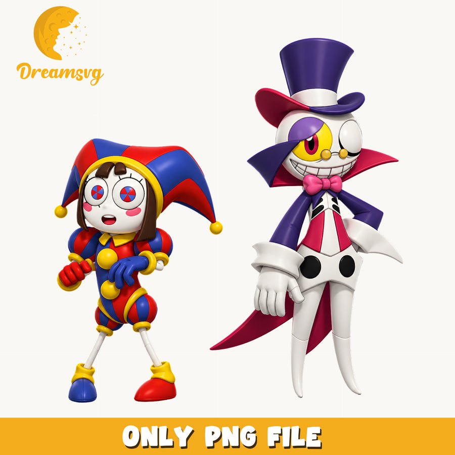 Pomni Caine Digital Circus PNG, Jester Duo Art, Fan PNG