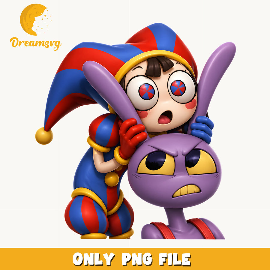 Pomni Jax 3D Figures PNG, Digital Circus Art, Fan PNG