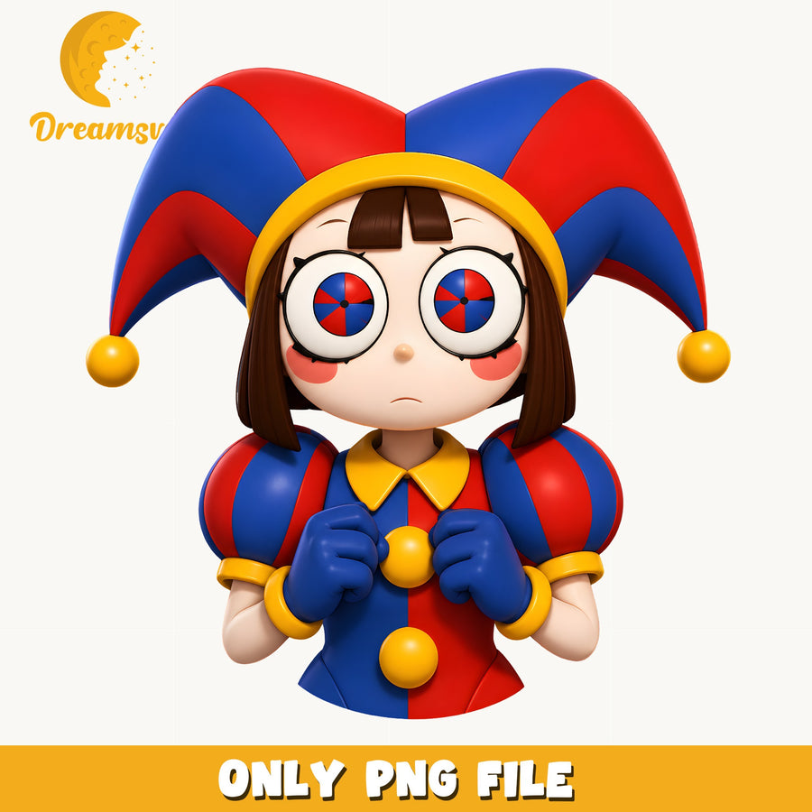 Pomni Jester Sad 3D PNG, Digital Circus Art, Fan PNG