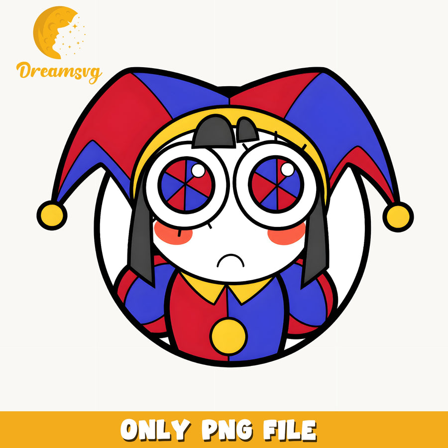 Pomni Sad Face PNG, Amazing Digital Circus, Fan PNG