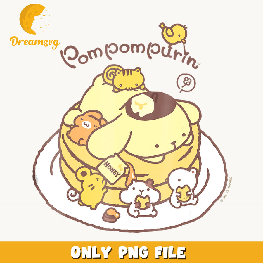 Pompompurin Pancake Stack PNG, Sanrio Cute Clipart, Kawaii PNG