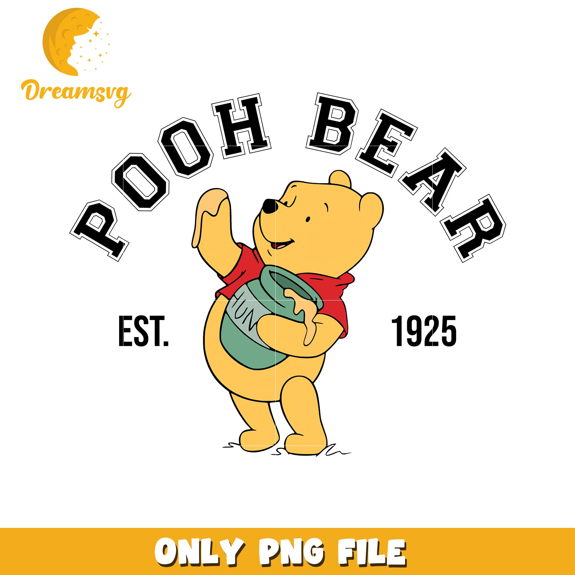 Pooh Bear Vintage Design PNG File for Download