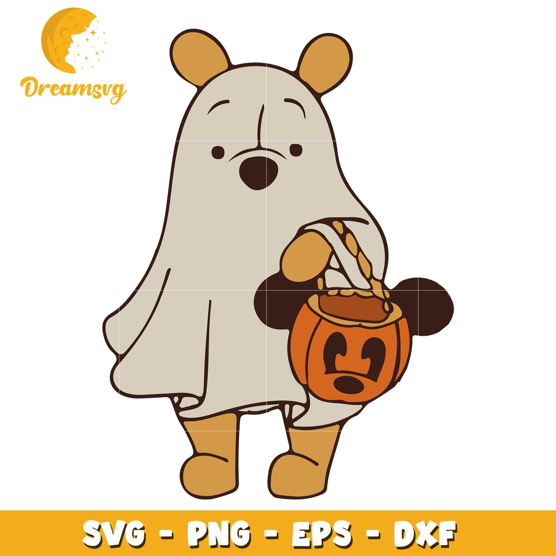 Pooh ghost pumpkin svg, halloween svg