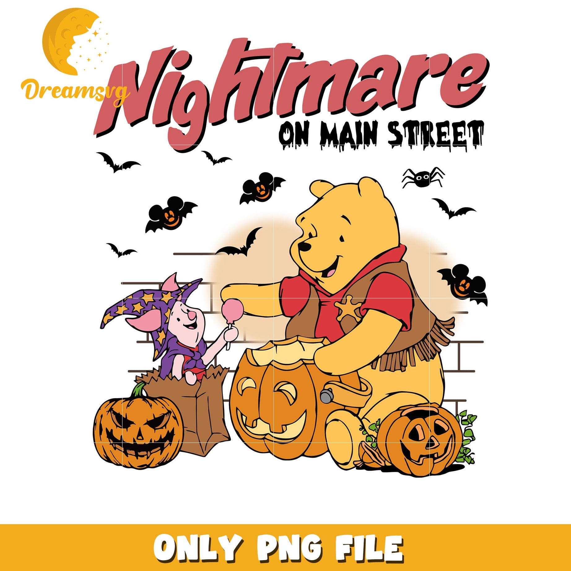 Pooh nightmare ong main street png, Disney world halloween vibes png